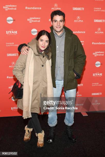 Film editor Sofía Subercaseaux and actor Christopher Abbott attend the "Tyrel" Premiere during the 2018 Sundance Film Festival at Park City Library...