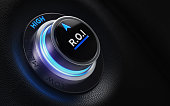 Finance And Investment Concept - ROI Labeled Button On A Car Dashboard