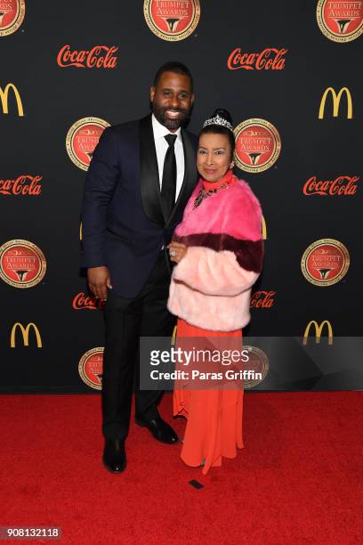 Ryan Glover and Trumpet Awards founder Xernona Clayton attends the 26th Annual Trumpet Awards at Cobb Energy Performing Arts Center on January 20,...