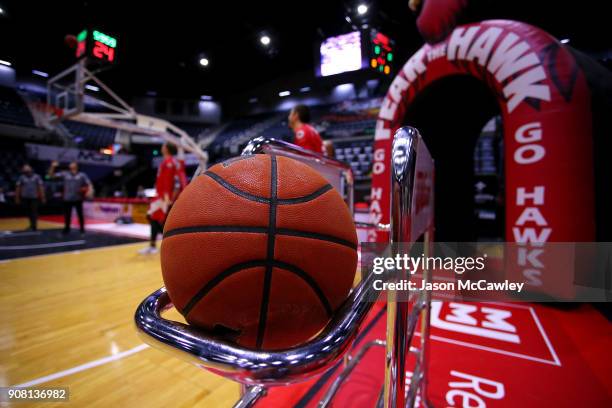 General view prior to the round 15 NBL match between the Illawarra Hawks and Adelaide United at Wollongong Entertainment Centre on January 21, 2018...