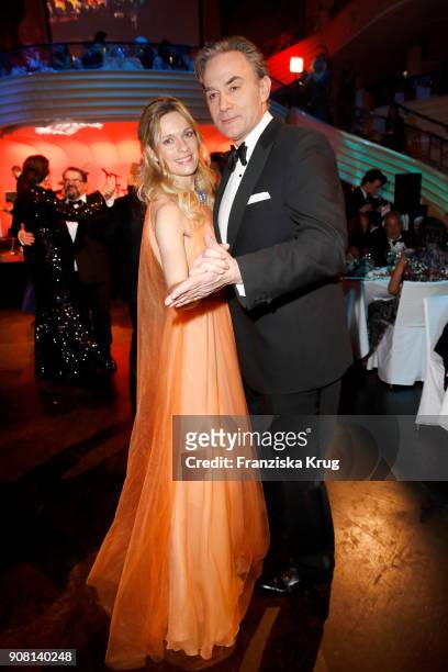 Lisa Martinek and Giulio Ricciarelli during the German Film Ball 2018 at Hotel Bayerischer Hof on January 20, 2018 in Munich, Germany.
