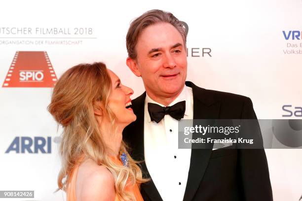 Lisa Martinek and Giulio Ricciarelli attend the German Film Ball 2018 at Hotel Bayerischer Hof on January 20, 2018 in Munich, Germany.