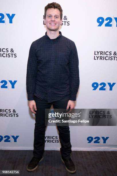 Jonathan Groff poses for photos after "The Bobby Darin Story" performence at 92nd Street Y on January 20, 2018 in New York City.