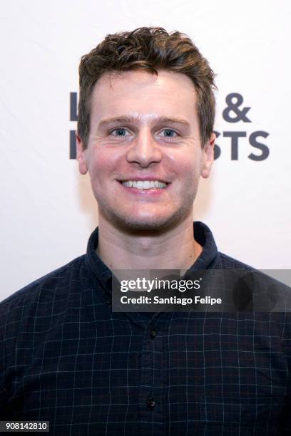 Jonathan Groff poses for photos after "The Bobby Darin Story" performence at 92nd Street Y on January 20, 2018 in New York City.