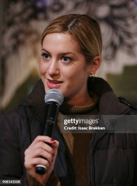 Elizabeth Wagmeister moderates a panel at the second annual Cocktails and Conversation event presented by the Bentonville Film Festival and Google at...