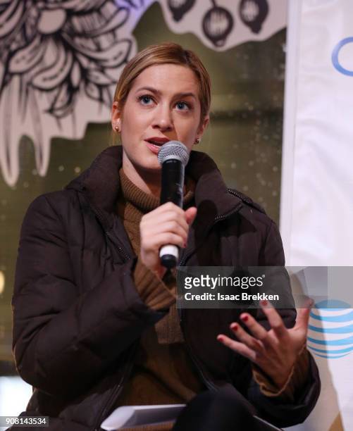 Elizabeth Wagmeister moderates a panel at the second annual Cocktails and Conversation event presented by the Bentonville Film Festival and Google at...