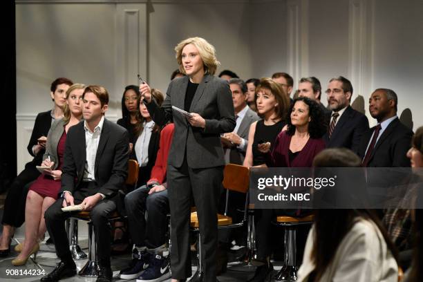 Jessica Chastain" Episode 1736 -- Pictured: Kate McKinnon as a reporter during "Trump Doctor Press Conference Cold Open" in Studio 8H on Saturday,...