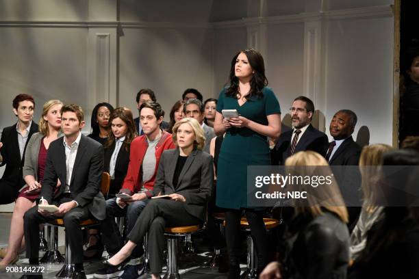 Jessica Chastain" Episode 1736 -- Pictured: Cecily Strong as a reporter during "Trump Doctor Press Conference Cold Open" in Studio 8H on Saturday,...