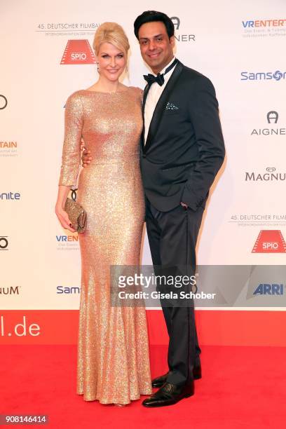 Natascha Gruen and her boyfriend Param Multani attend the German Film Ball 2018 at Hotel Bayerischer Hof on January 20, 2018 in Munich, Germany.