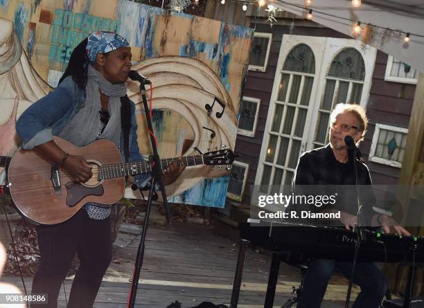 Ruthie Foster joins Randall Bramblett during the 9th Annual 30A Songwriters Festival day 4 on January 15, 2018 in South Walton Beach, Florida.