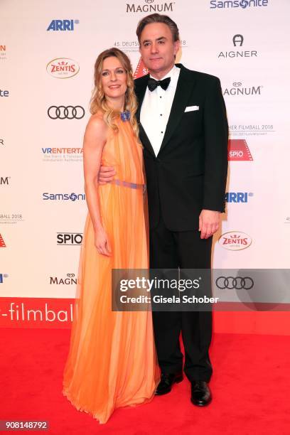 Lisa Martinek and her husband Giulio Ricciarelli during the German Film Ball 2018 at Hotel Bayerischer Hof on January 20, 2018 in Munich, Germany.