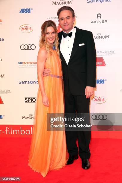 Lisa Martinek and her husband Giulio Ricciarelli during the German Film Ball 2018 at Hotel Bayerischer Hof on January 20, 2018 in Munich, Germany.