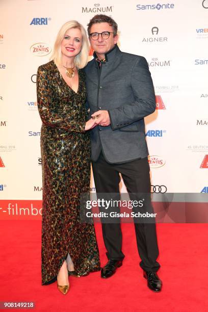 Hans Sigl and his wife Susanne Sigl during the German Film Ball 2018 at Hotel Bayerischer Hof on January 20, 2018 in Munich, Germany.