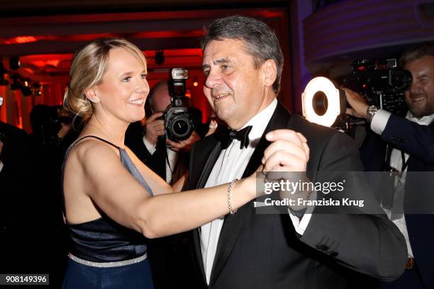 Sigmar Gabriel and his wife Anke Stadler during the German Film Ball 2018 at Hotel Bayerischer Hof on January 20, 2018 in Munich, Germany.