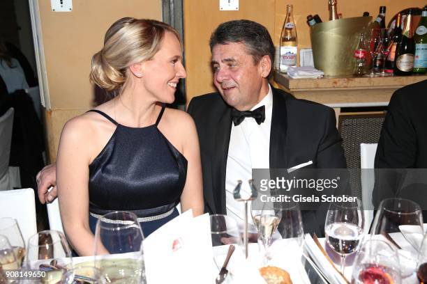 Minister Sigmar Gabriel and his wife Anke Stadler during the German Film Ball 2018 party at Hotel Bayerischer Hof on January 20, 2018 in Munich,...