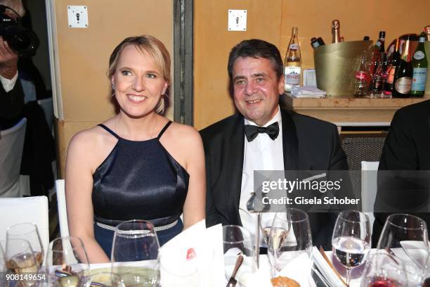 Minister Sigmar Gabriel and his wife Anke Stadler during the German Film Ball 2018 party at Hotel Bayerischer Hof on January 20, 2018 in Munich,...