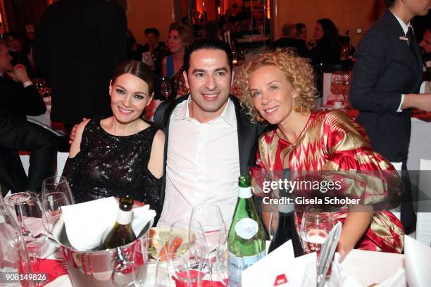 Martina Hill, Buelent Ceylan, Katja Riemann during the German Film Ball 2018 party at Hotel Bayerischer Hof on January 20, 2018 in Munich, Germany.