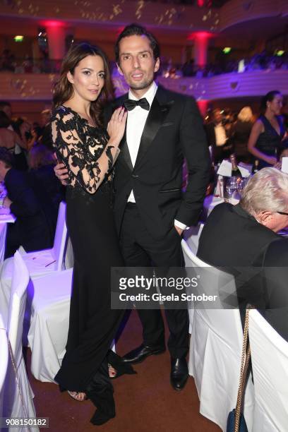 Quirin Berg and his girlfriend Kara Hecker during the German Film Ball 2018 party at Hotel Bayerischer Hof on January 20, 2018 in Munich, Germany.