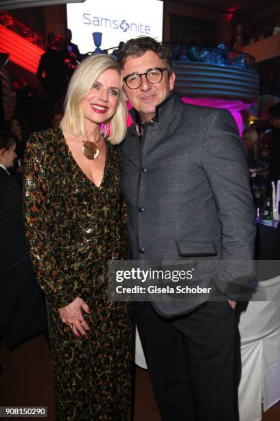 Hans Sigl and his wife Susanne Sigl during the German Film Ball 2018 party at Hotel Bayerischer Hof on January 20, 2018 in Munich, Germany.