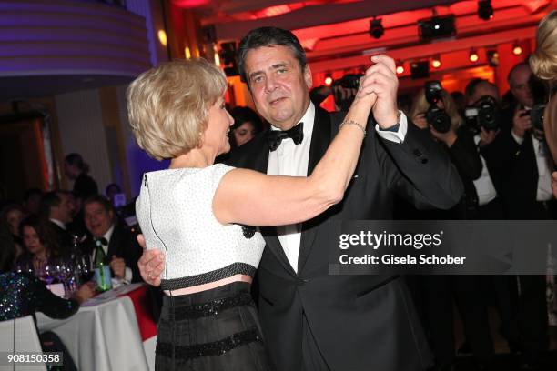 Minister Sigmar Gabriel dance with Karin Stoiber during the German Film Ball 2018 at Hotel Bayerischer Hof on January 20, 2018 in Munich, Germany.