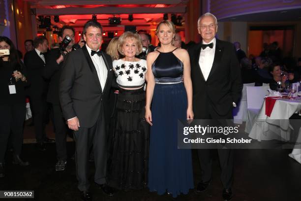 Minister Sigmar Gabriel, Karin Stoiber, Anke Stadler and Edmund Stoiber during the German Film Ball 2018 at Hotel Bayerischer Hof on January 20, 2018...