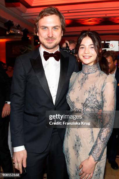 Lars Eidinger and Lisa-Marie Koroll during the German Film Ball 2018 at Hotel Bayerischer Hof on January 20, 2018 in Munich, Germany.