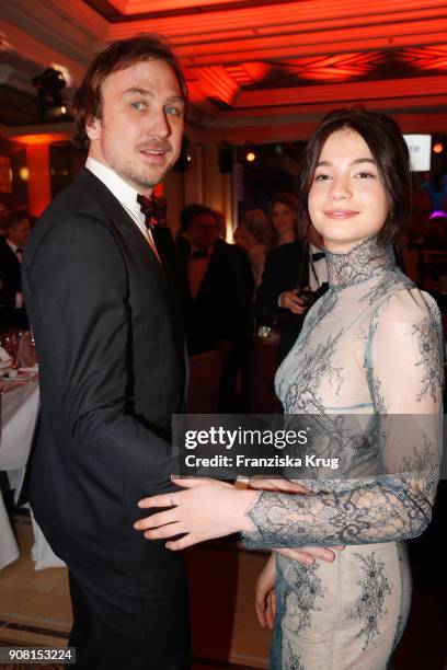 Lars Eidinger and Lisa-Marie Koroll during the German Film Ball 2018 at Hotel Bayerischer Hof on January 20, 2018 in Munich, Germany.