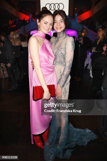 Lea van Acken and Lisa-Marie Koroll during the German Film Ball 2018 at Hotel Bayerischer Hof on January 20, 2018 in Munich, Germany.