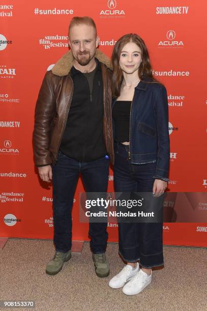 Actors Ben Foster and Thomasin McKenzie attend the "Leave No Trace" Premiere during the 2018 Sundance Film Festival at Eccles Center Theatre on...