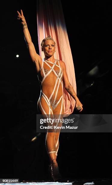 Exclusive* Pink performs during her "Funhouse" tour opener at KeyArena on September 15, 2009 in Seattle, Washington.