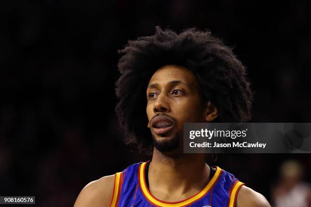 Jason Childress of the 36ers looks on during the round 15 NBL match between the Illawarra Hawks and Adelaide United at Wollongong Entertainment...