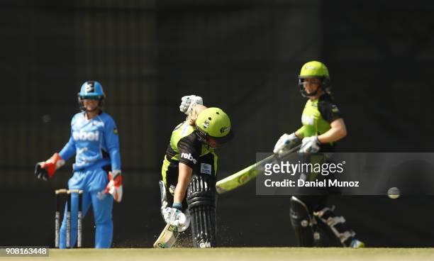 Thunder Naomi Stalemberg makes her ground during the Women's Big Bash League match between the Adelaide Strikers and the Sydney Thunder at Robertson...