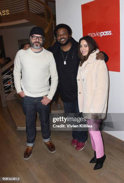 Jemaine Clement, Craig Robinson and Aubrey Plaza attend "An Evening with Beverly Luff Linn" Dinner presented by MoviePass on January 20, 2018 in Park...