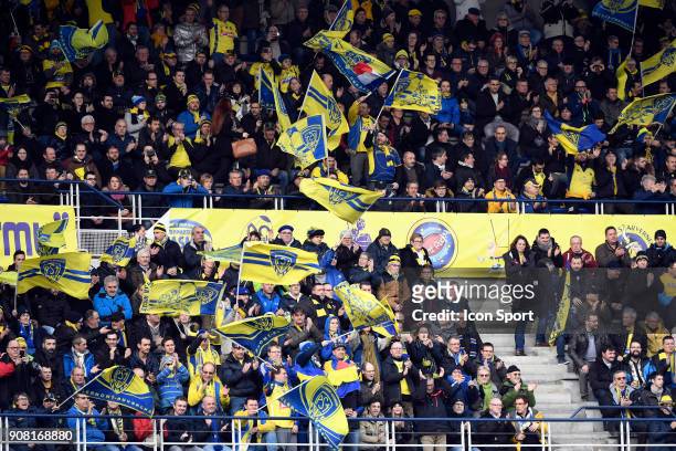 Clermont's supporters during the Champions Cup match between ASM Clermont and Osprey at Stade Marcel Michelin on January 20, 2018 in...