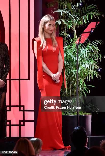 Gwyneth Paltrow on stage at the 29th Annual Producers Guild Awards at The Beverly Hilton Hotel on January 20, 2018 in Beverly Hills, California.