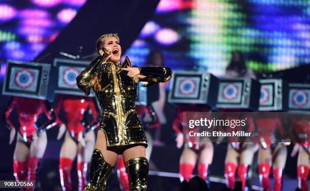 Singer/songwriter Katy Perry performs during a stop of Witness: The Tour at T-Mobile Arena on January 20, 2018 in Las Vegas, Nevada.