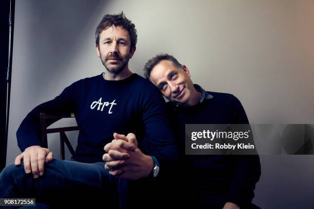 Chris O'Dowd and Jesse Peretz pose for a portrait at the YouTube x Getty Images Portrait Studio at 2018 Sundance Film Festival on January 19, 2018 in...