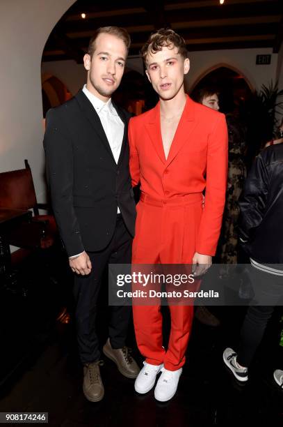 Peter Zurkuhlen and Tommy Dorfman attend Entertainment Weekly's Screen Actors Guild Award Nominees Celebration sponsored by Maybelline New York at...