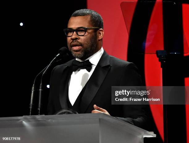 Jordan Peele on stage at the 29th Annual Producers Guild Awards at The Beverly Hilton Hotel on January 20, 2018 in Beverly Hills, California.