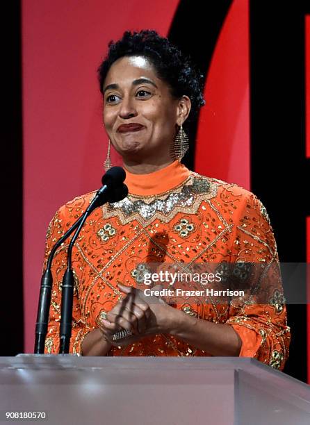 Tracee Ellis Ross on stage at the 29th Annual Producers Guild Awards at The Beverly Hilton Hotel on January 20, 2018 in Beverly Hills, California.