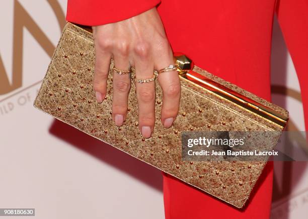 Nikki Reed, handbag details, attends the 29th Annual Producers Guild Awards at The Beverly Hilton Hotel on January 20, 2018 in Beverly Hills,...