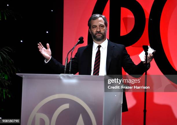 Judd Apatow on stage at the 29th Annual Producers Guild Awards at The Beverly Hilton Hotel on January 20, 2018 in Beverly Hills, California.
