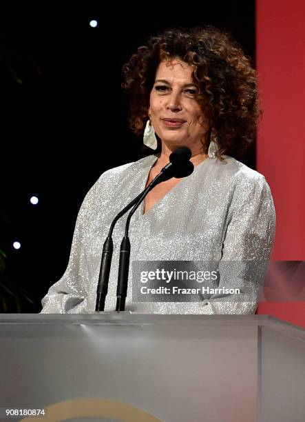 Donna Langley on stage at the 29th Annual Producers Guild Awards at The Beverly Hilton Hotel on January 20, 2018 in Beverly Hills, California.