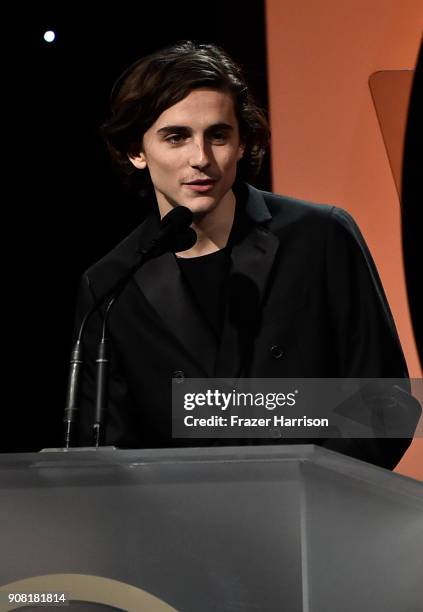 Timothee Chalamet attends the 29th Annual Producers Guild Awards at The Beverly Hilton Hotel on January 20, 2018 in Beverly Hills, California.