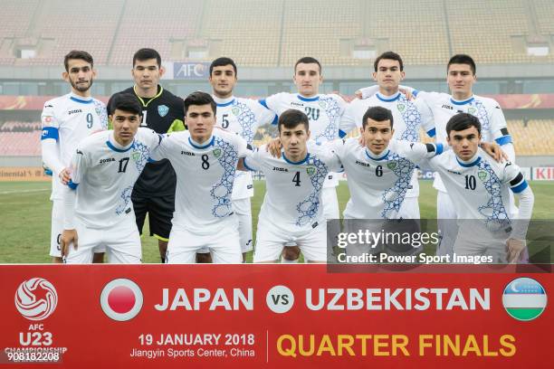 Uzbekistan squad poses for photos prior to the AFC U23 Championship China 2018 Quarter-finals match between Japan and Uzbekistan at Jiangyin Stadium...