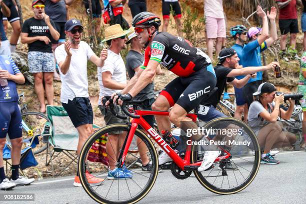 Simon Gerrans of BMC RACING TEAM on the climb of Old Willunga Hill during Stage five from McLaren Vale to Willunga Hill at the Santos Tour Down Under...