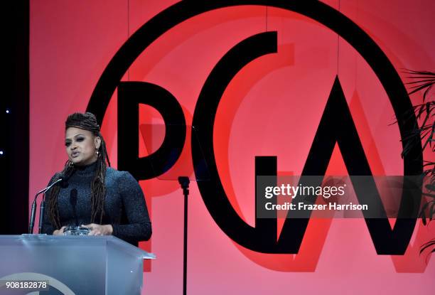 Ava DuVernay on stage at the 29th Annual Producers Guild Awards at The Beverly Hilton Hotel on January 20, 2018 in Beverly Hills, California.