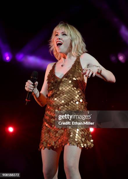 Singer/songwriter Carly Rae Jepsen performs as she opens for Katy Perry at T-Mobile Arena on January 20, 2018 in Las Vegas, Nevada.