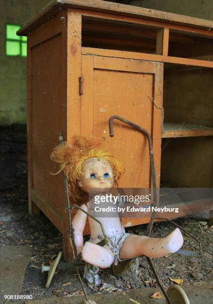 abandoned doll within the chernobyl exclusion zone - exclusion zone stock pictures, royalty-free photos & images
