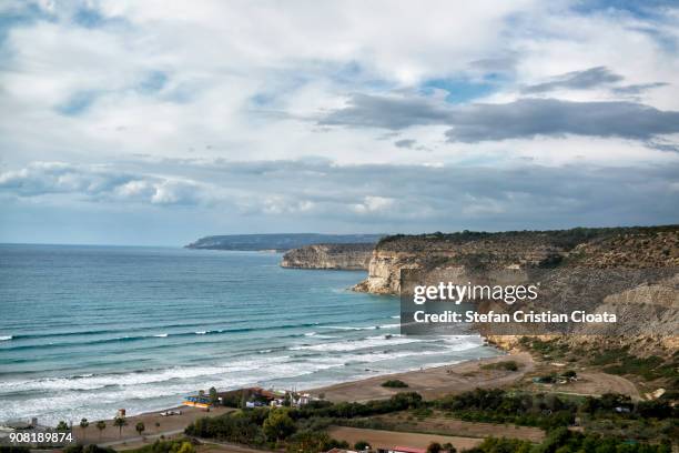 mediterranean coast cyprus near aphortide bats - latchi stockfoto's en -beelden